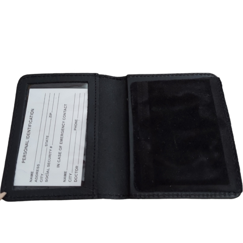 Duty Badge Holder  Case Genuine Black Leather